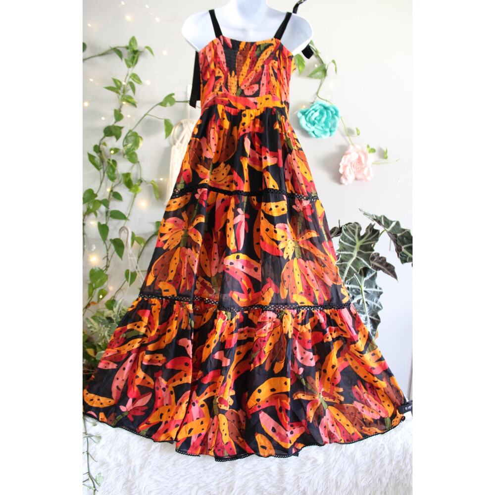 Farm Rio Banana Print Tiered Maxi Dress Size S MSRP $345 – NWOT - Picture 5 of 13